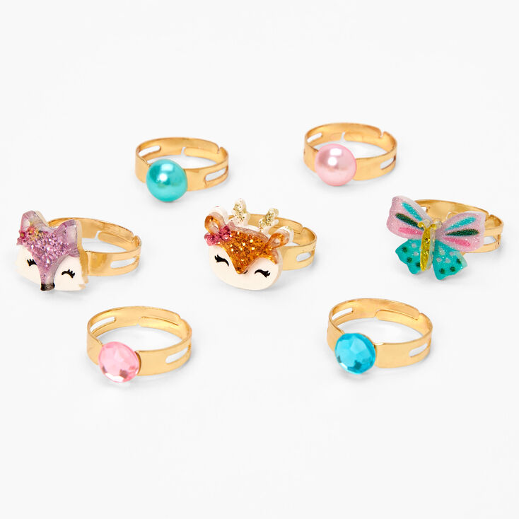 Claire&#39;s Club Flower Box Rings - Pink, 7 Pack,