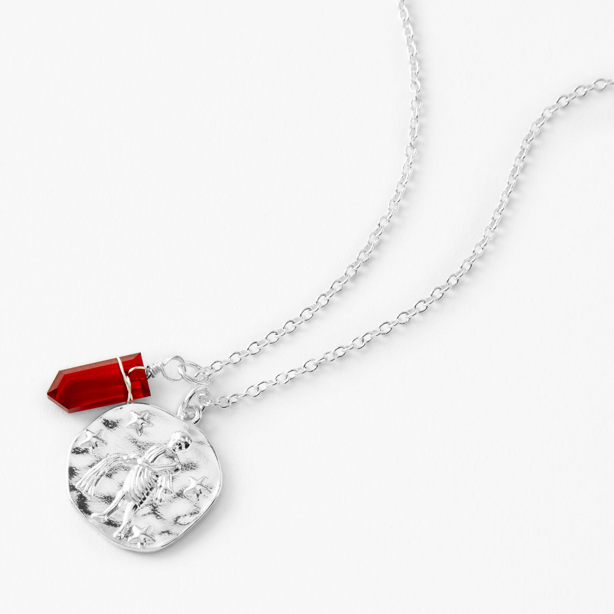 Silver Zodiac Mystical Gem Pendant Necklace - Aquarius