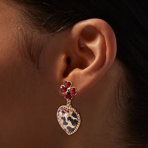 Leopard Heart Drop Earrings,