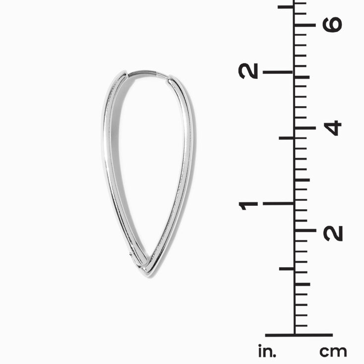 Silver-tone Pointed 40MM Clicker Hoop Earrings,