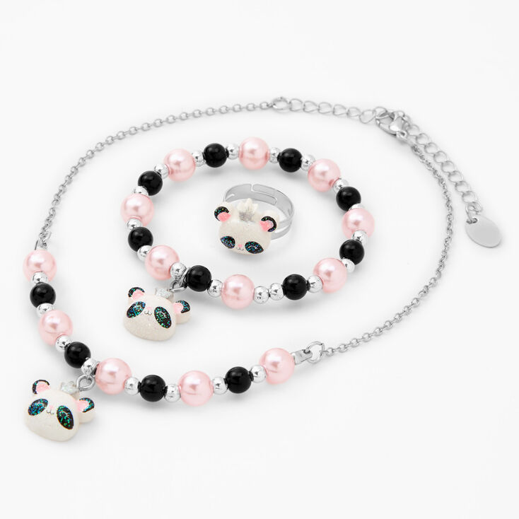 Claire&#39;s Club Glitter Panda Jewelry Set - 3 Pack,