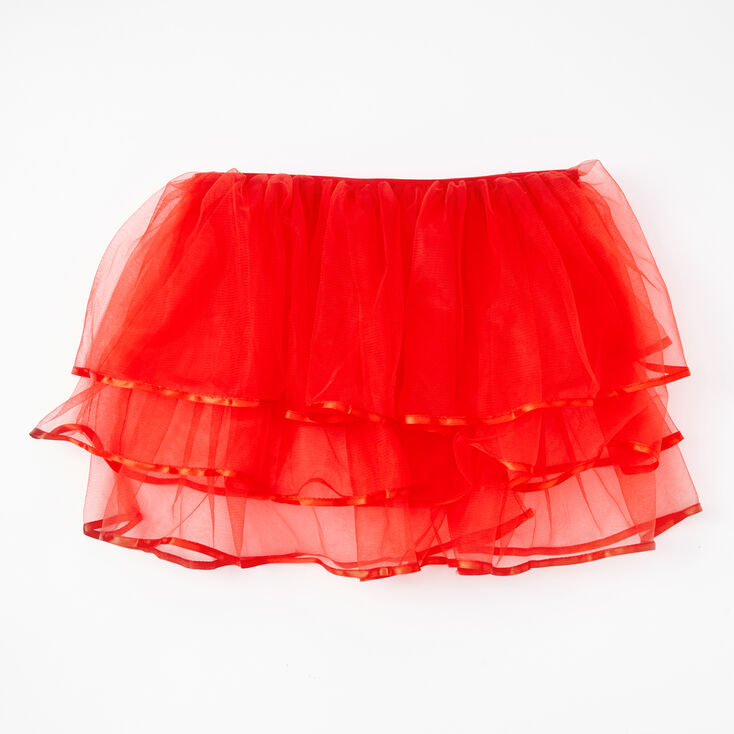 Claire's Tutu à trois couches en tulle avec bordure satinée - Rouge