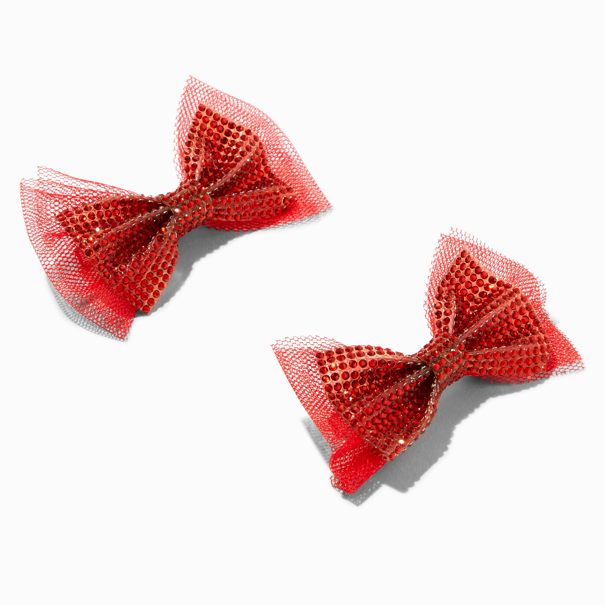 View Claires Club Holiday Glitter Bow Hair Clips 2 Pack Red information