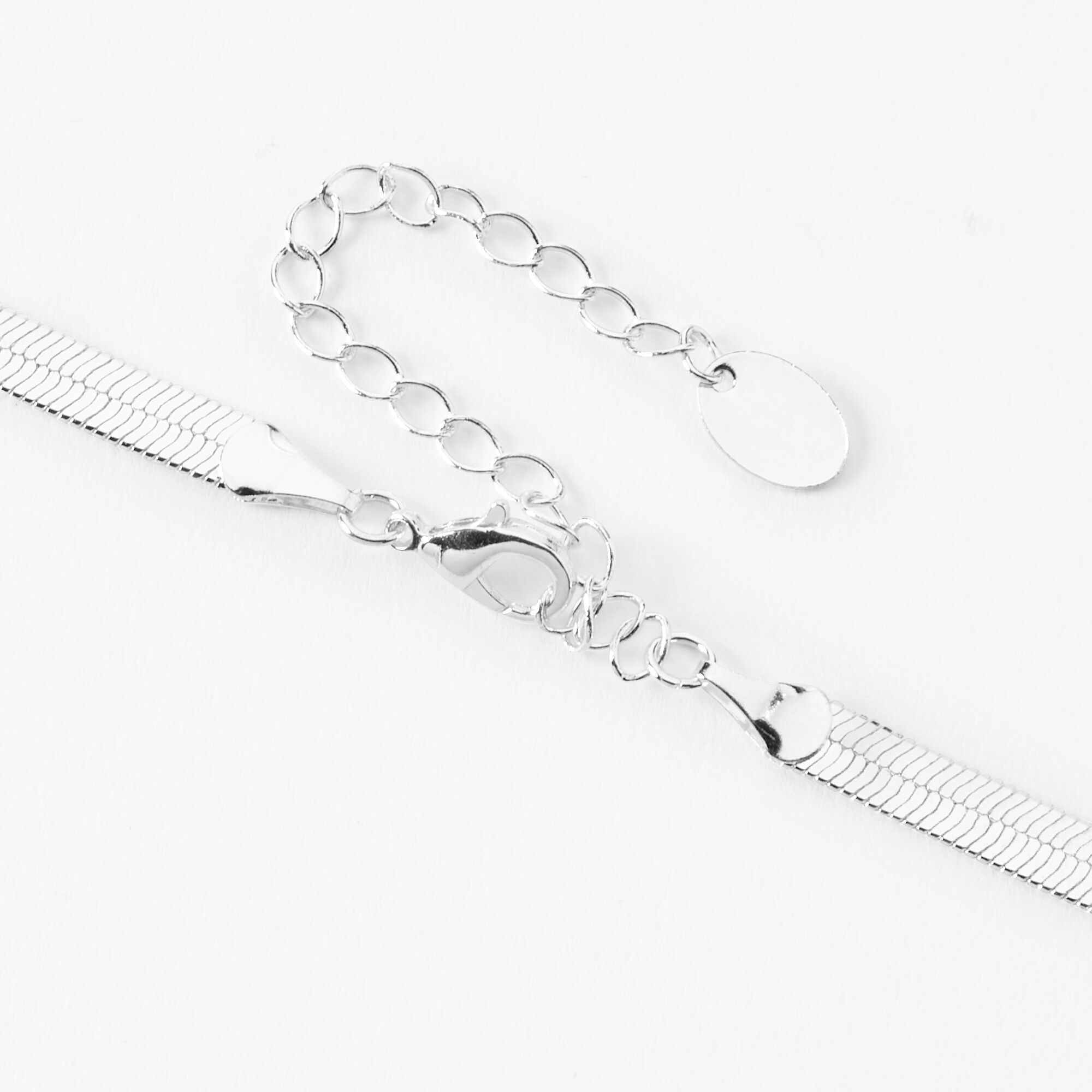 Silver Herringbone Chevron Rhinestone Choker Necklace,