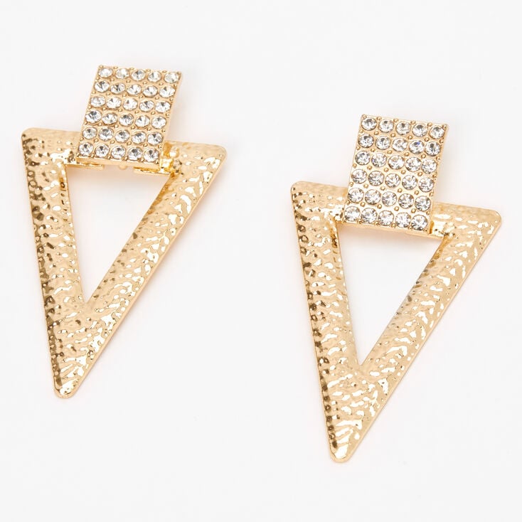 Claire's Pendantes heurtoir de porte triangulaire ornées de strass 6,5 cm couleur dorée