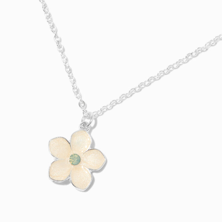 Silver-tone Enamel Flower Pendant Necklace,