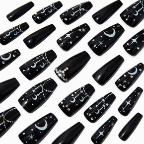 Glow in the Dark Celestial Squareletto Vegan Faux Nail Set - 24 Pack,