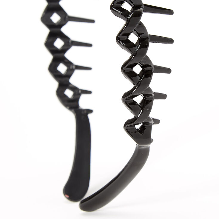 Solid Zig Zag Spiked Headband - Black,