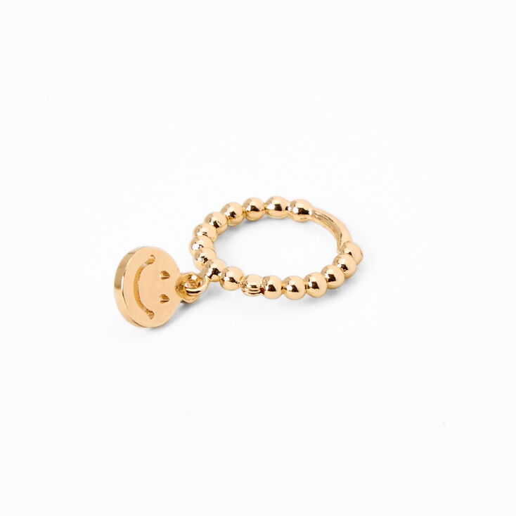 Gold Happy Face 10MM Bubble Cartilage Hoop Earring,