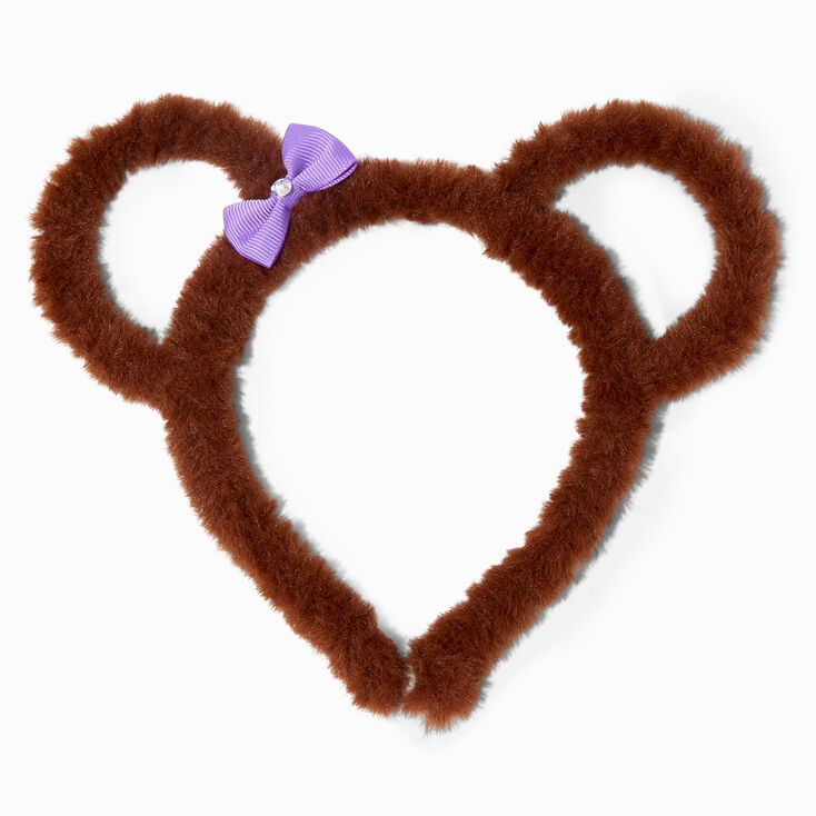 Claire&#39;s Club Furry Bear Ear Bow Headband,