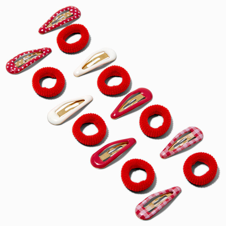 Claire&#39;s Club Red Mixed School Hair Clip Set - 15 Pack,