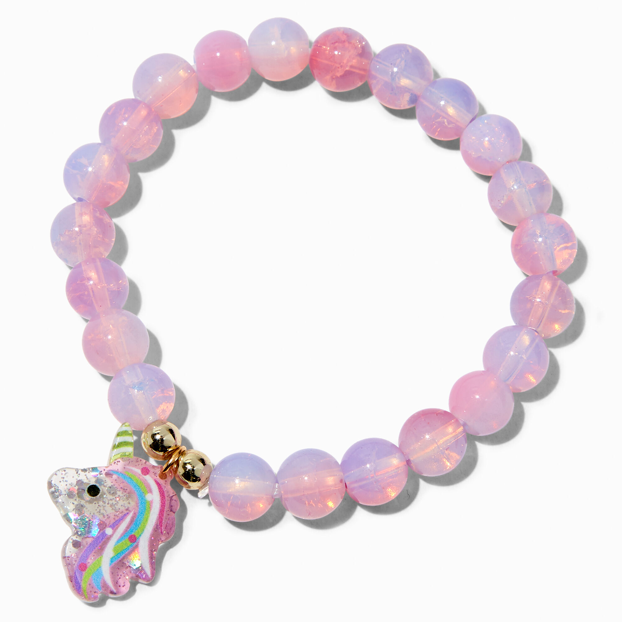 View Claires Glitter Unicorn Beaded Stretch Bracelet Gold information