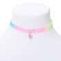 Claire&#39;s Club Glitter Cowrie Shell Rainbow Tattoo Choker Necklace,