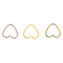 Lot de 3 anneaux de piercing cartilage c&oelig;ur couleur titan&eacute;, couleur dor&eacute;, couleur argent&eacute; et arc-en-ciel,