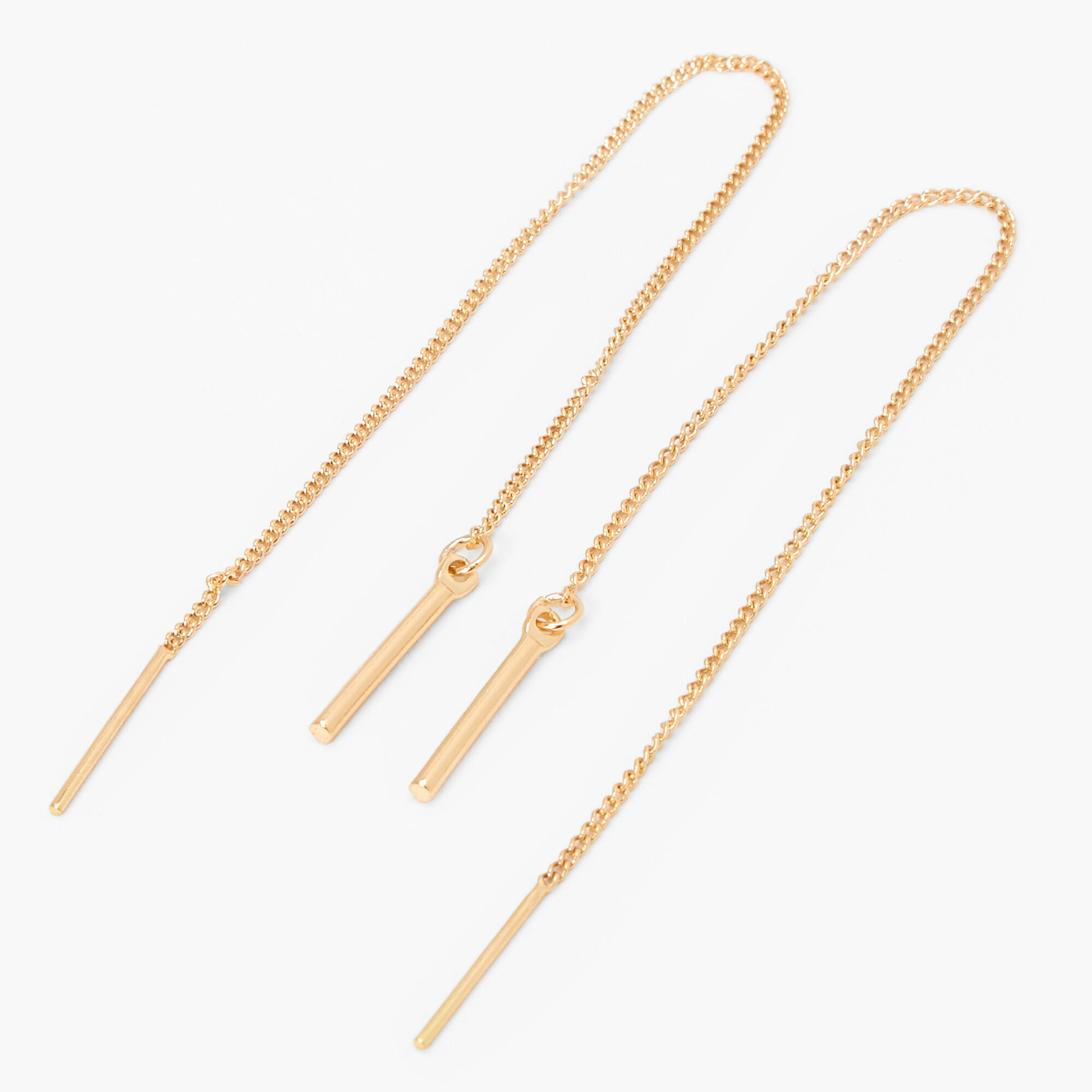 View Claires Tone 4 Linear Bar Threader Drop Earrings Gold information