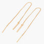 Gold-tone 4&quot; Linear Bar Threader Drop Earrings,