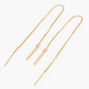 Gold 4&quot; Linear Bar Threader Drop Earrings,