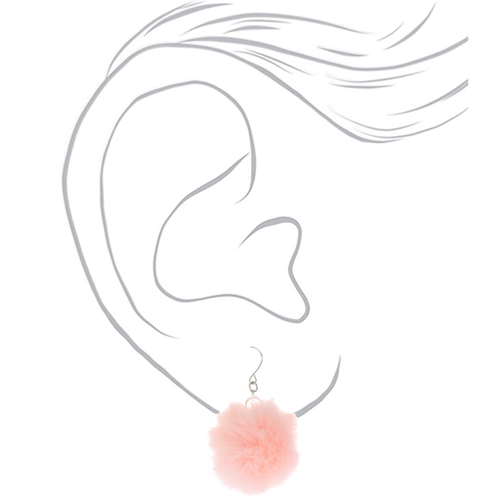 Light Pink Pom Pom 1.5&quot; Drop Earrings ,