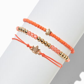 Lot de bracelets en perles de rocaille corail avec le mot &laquo;&nbsp;Courage&nbsp;&raquo; - Lot de 3,
