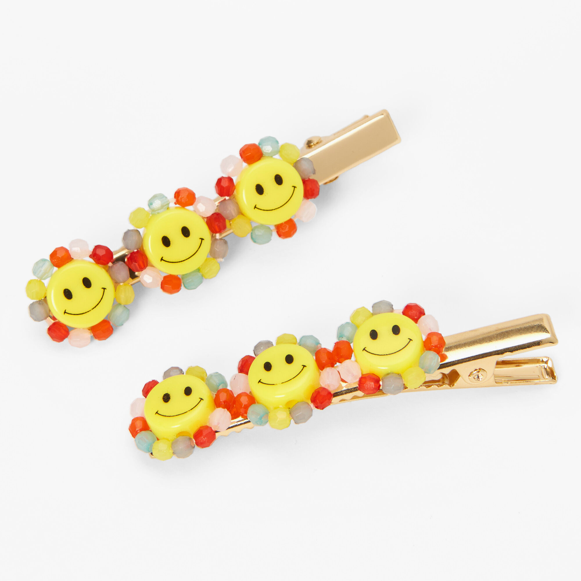 Yellow Smiling Face Hair Clips - 2 Pack,