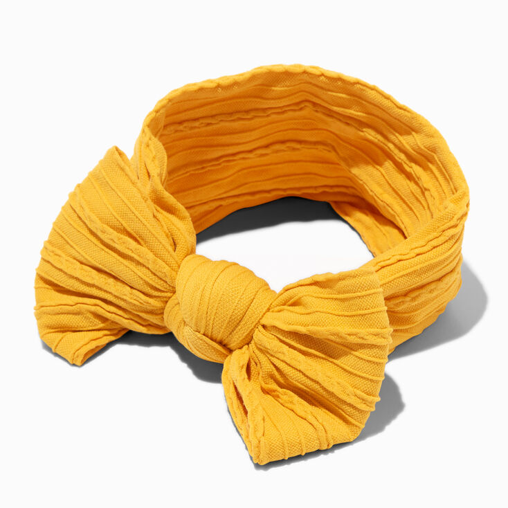 Claire&#39;s Club Nylon Ribbed Bow Headwrap - Mustard,