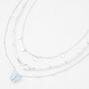 Light Blue Butterfly Multi Strand Silver Chain Necklace,