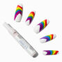 Rainbow Swirl XL Coffin Vegan Faux Nail Set - 24 Pack,