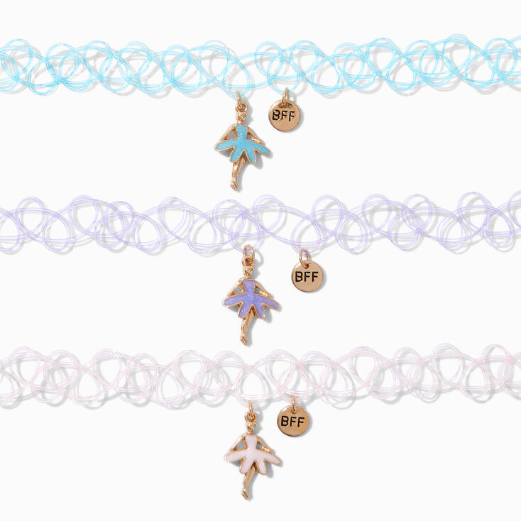 Ras-de-cou effet tatouage ballet ballerine best friends - Lot de 3,