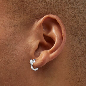 C LUXE by Claire&#39;s Sterling Silver 10mm Thick Bow Clicker Hoop Earrings,