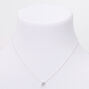 Silver Cubic Zirconia 6MM Single Rhinestone Pendant 16&quot; Necklace,