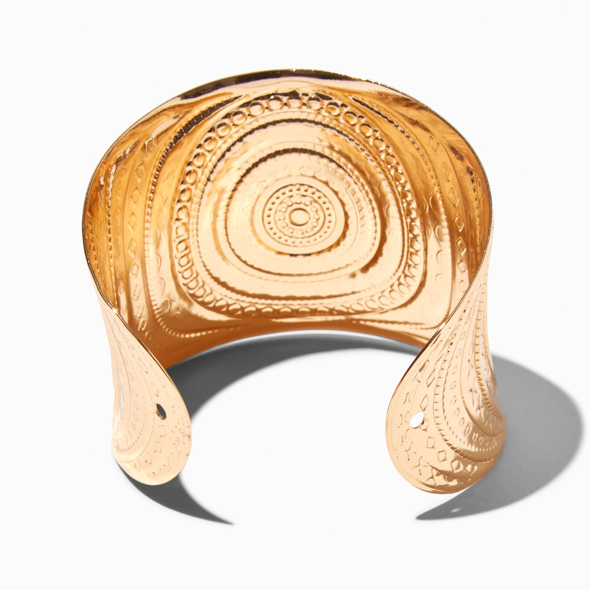 Gold-tone Textured Mandala Cuff Bracelet,