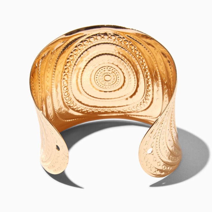 Gold-tone Textured Mandala Cuff Bracelet,