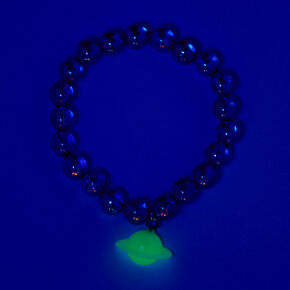 Green Planet Glow in the Dark Blue Marbled Stretch Beaded Bracelet,