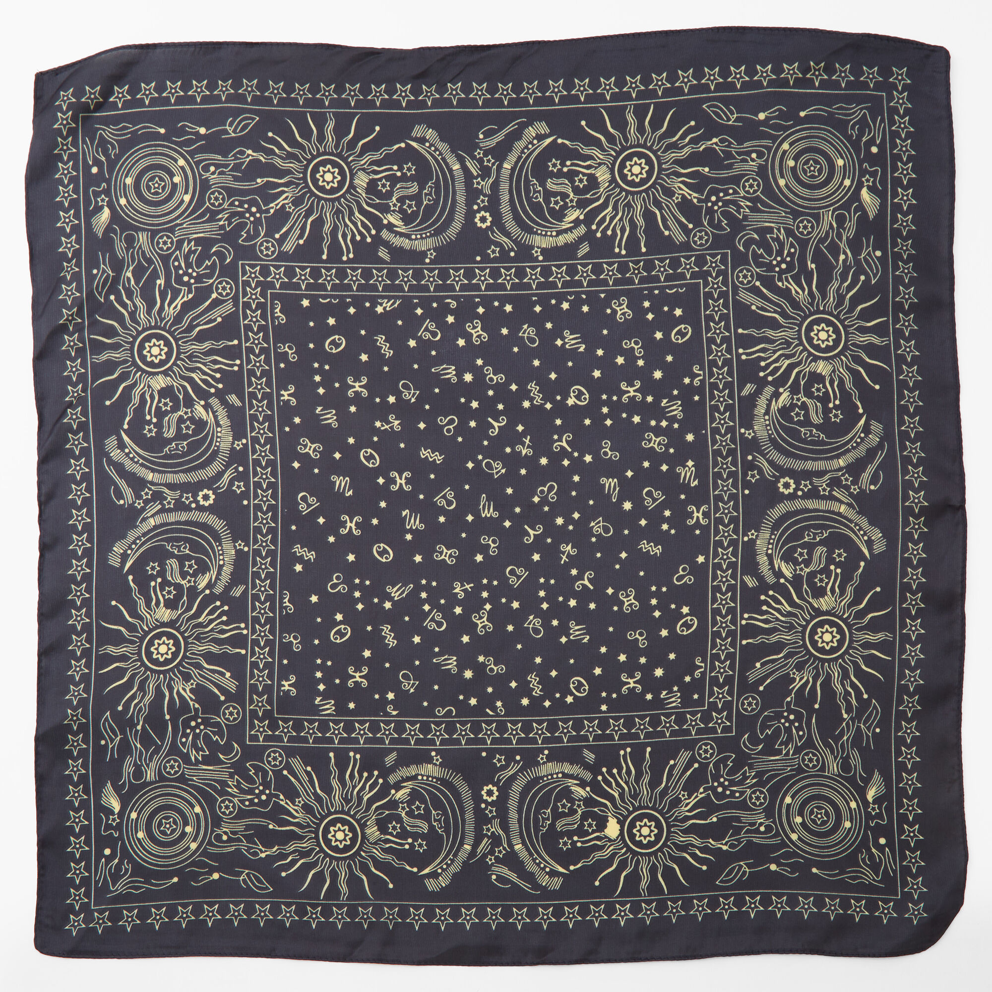 Silky Celestial Bandana Headwrap - Black,