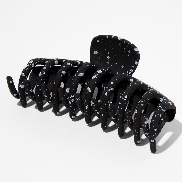 Splatter Paint Medium Hair Claw - Black,