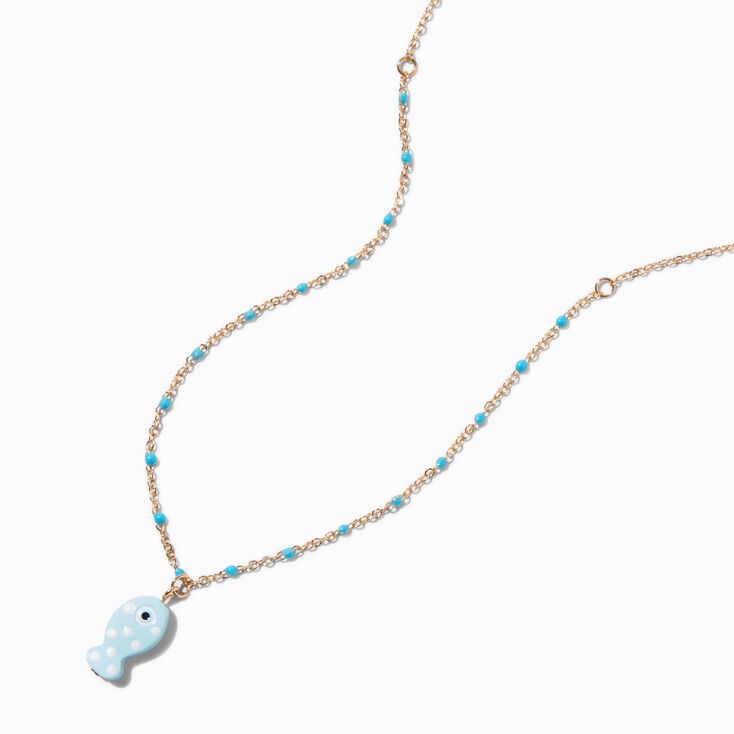 Blue Fish Pendant Necklace,
