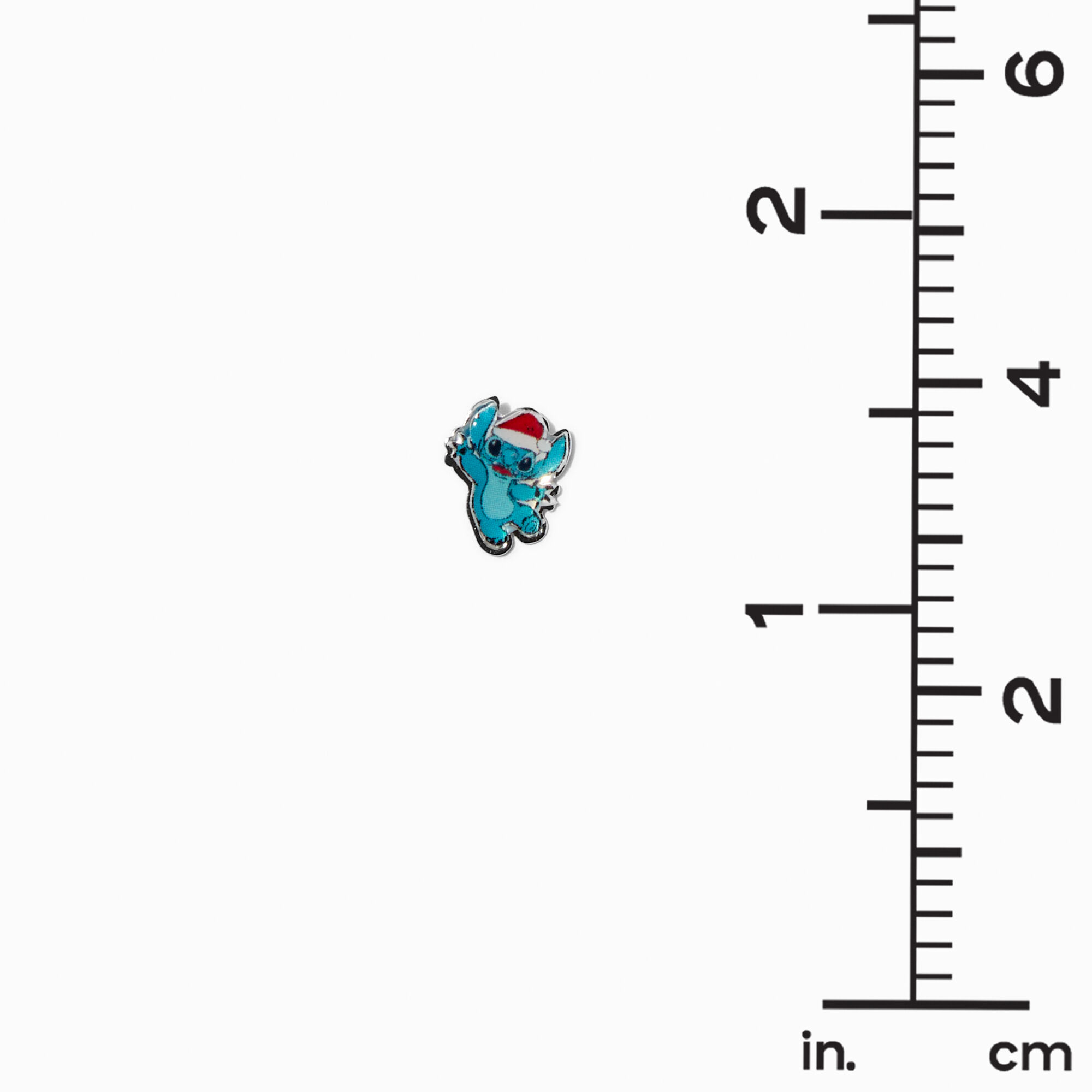Sterling Silver Disney Stitch Christmas Figure Enamel Stud Earrings,
