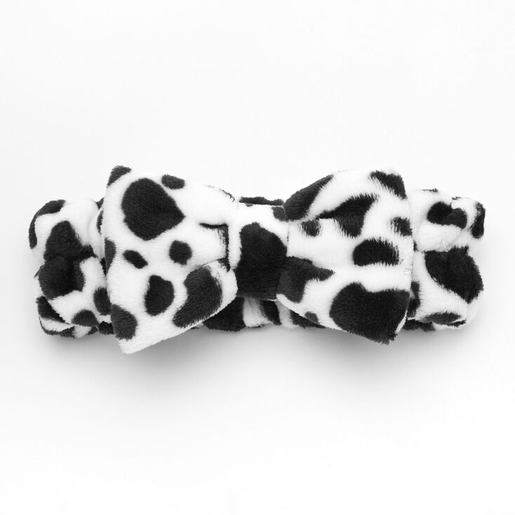Plush Makeup Bow Headwrap - Black and White,
