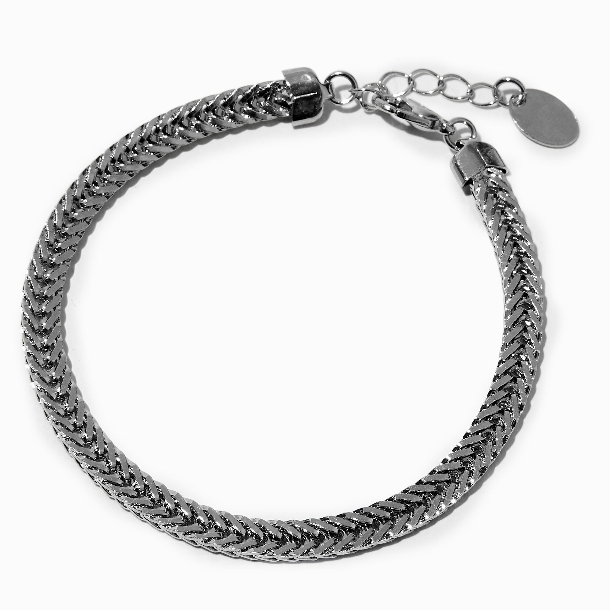View Claires Tone Rhodium Fishtail Chain Bracelet Silver information
