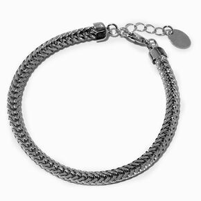 Silver-tone Rhodium Fishtail Chain Bracelet ,