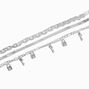 Silver-tone Lock &amp; Key Snake Chain Bracelets - 3 Pack,