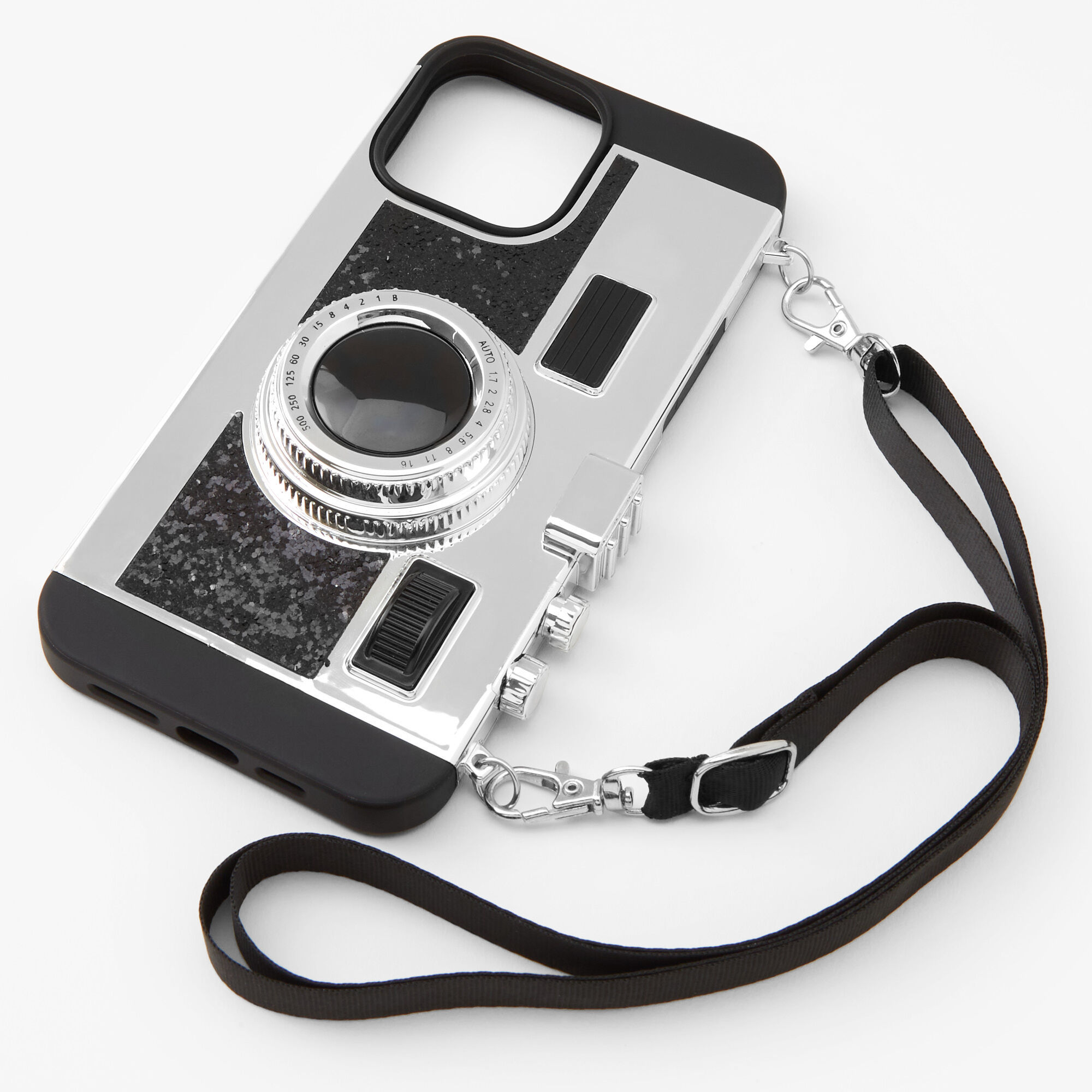 Black Glitter Camera Phone Case - Fits iPhone® 13 Pro Max