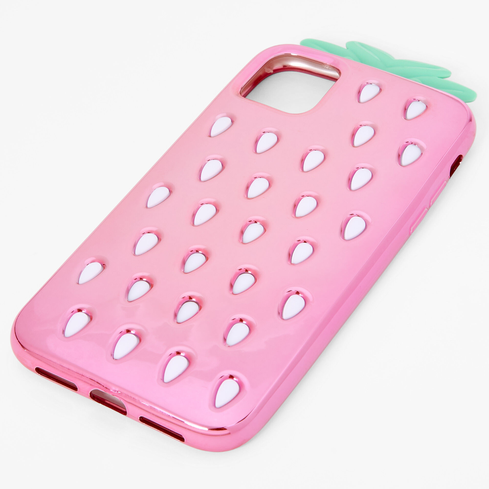 Pink Chrome Strawberry Protective Phone Case - Fits iPhone® 11,