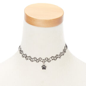 Paw Print Mood Tattoo Choker Necklace,