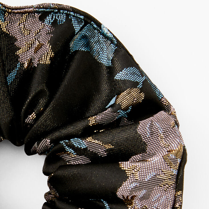 Giant Floral Hair Scrunchie - Black,