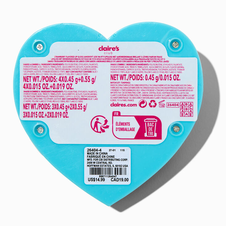 Claire&#39;s Club Blue Butterfly Heart Mechanical Lip Gloss Set,