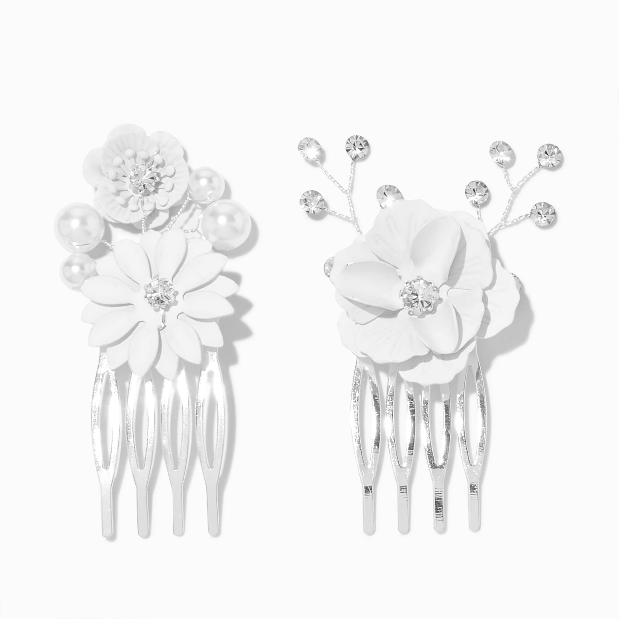 Claire's Peignes pour cheveux fleurs fantaisistes blancs (lot de 2)