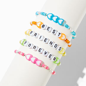 Best Friends Neon Heart Seed Bead Stretch Bracelets - 5 Pack,