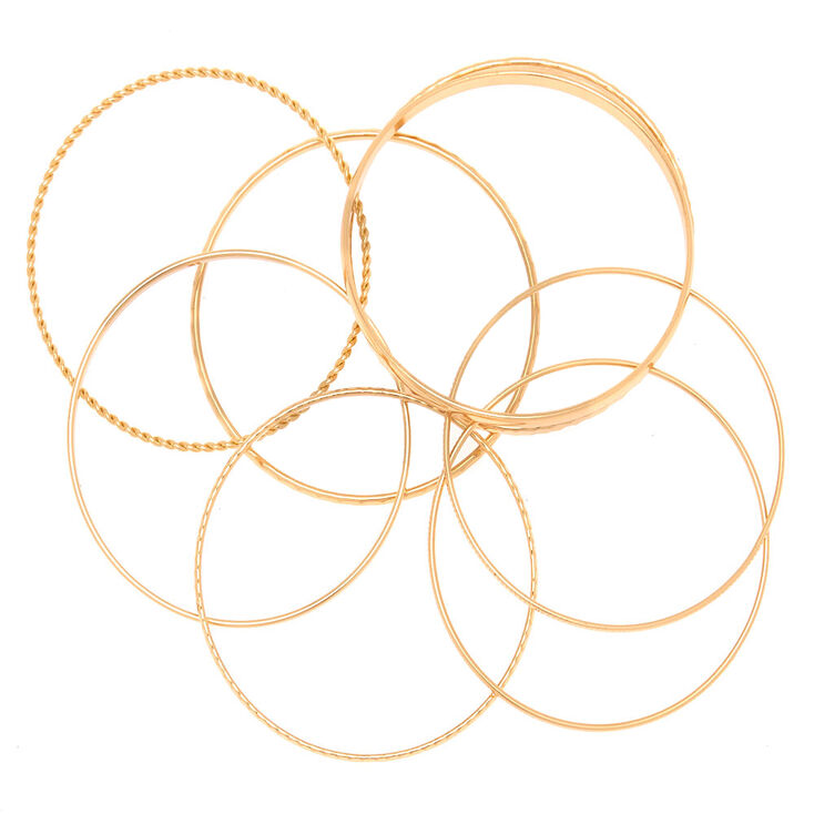 Gold Textured Bangle Bracelets - 8 Pack,