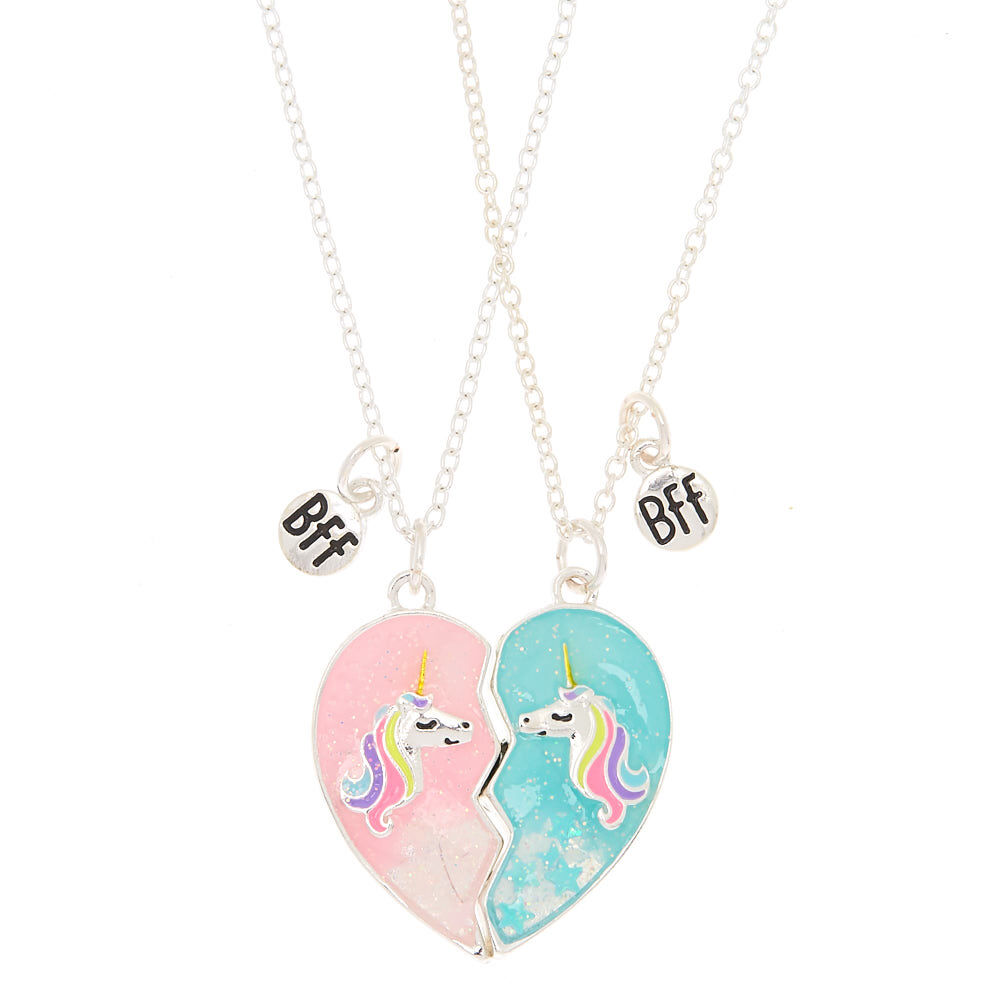 Best Friends Unicorn Heart Pendant Necklaces 2 Pack